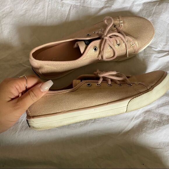 🍄 Sperry Preppy Gold and Pink Shoes - Picture 4 of 7